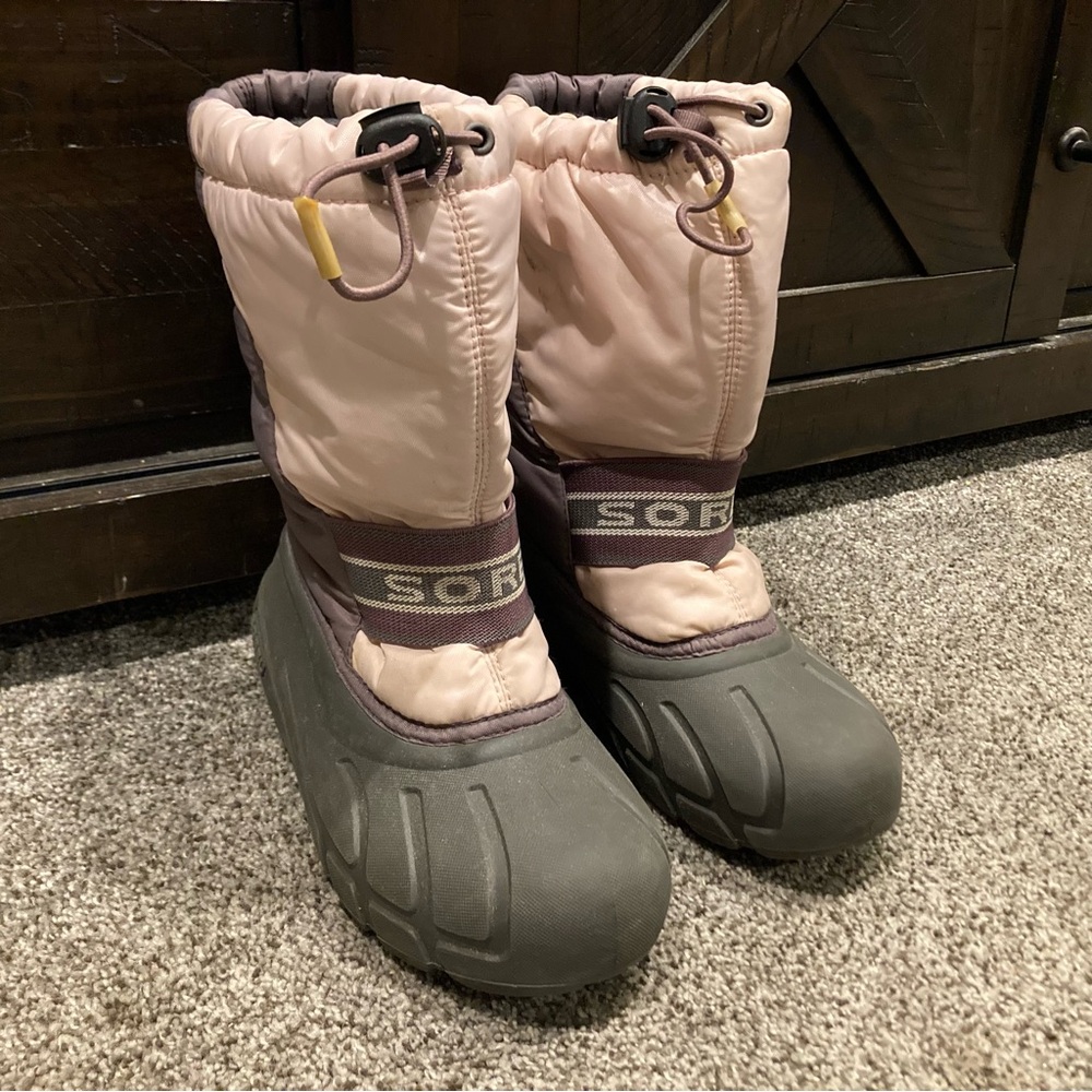 Sorel Youth Winter Snow Boots Tan Brown Size 3 Waterproof Insulated